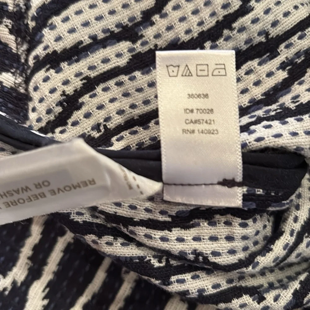 Ann Taylor LOFT Navy Blue White cotton Textured Faux Wrap Skirt sz S